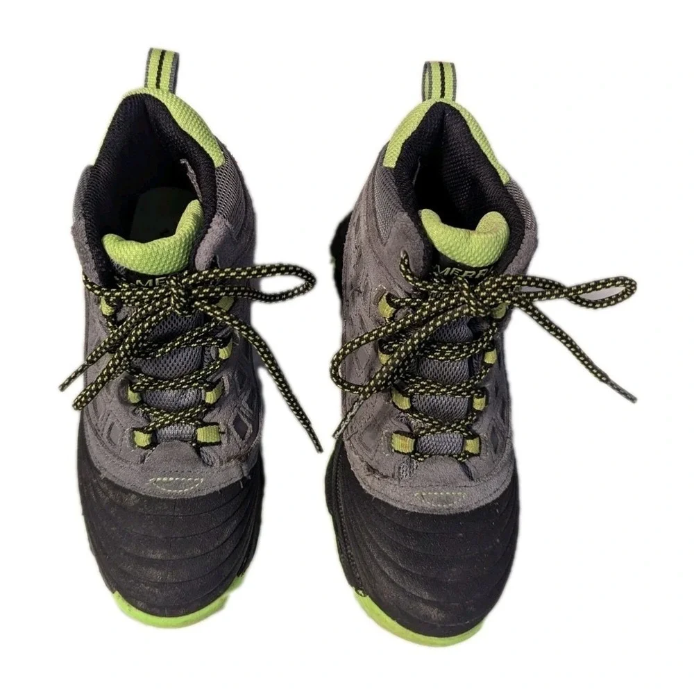 Merrell Boys Thermoshiver 2.0 Waterproof Winter Boots Gray Black Lime Green 13.5